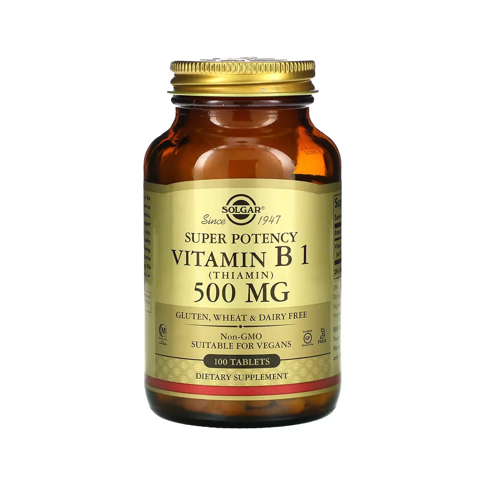 Vitamina B1 en 500 mg (Tiamina) 100 comprimidos de Solgar SOLGAR SOL-02980 Vitamina B salud.bio