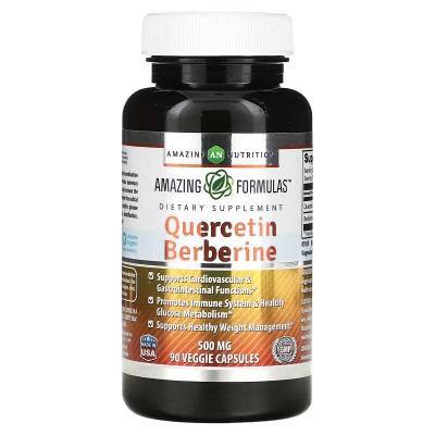 Quercetina y berberina, 500 mg, 90 cápsulas vegetales de Amazing Nutrition Amazing Nutrición AMN-02487 Sistema respiratório s...