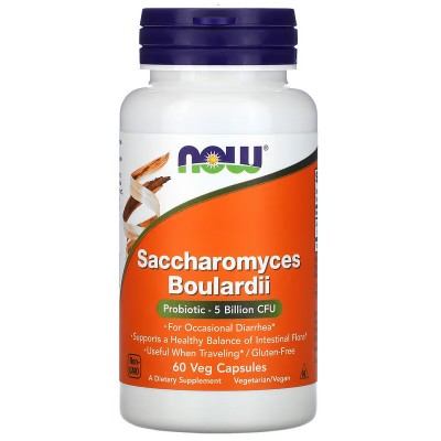 Saccharomyces boulardii, 60 cápsulas vegetales de NOW Foods now suplementos NOW-02934 Ayudas aparato Digestivo salud.bio