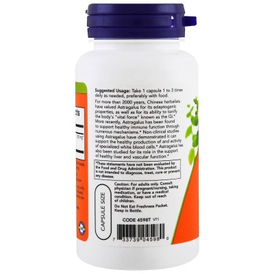 Extracto de astrágalo, 500 mg, 90 cápsulas de Now Foods now suplementos NOW-04598 Sistema inmunitario salud.bio