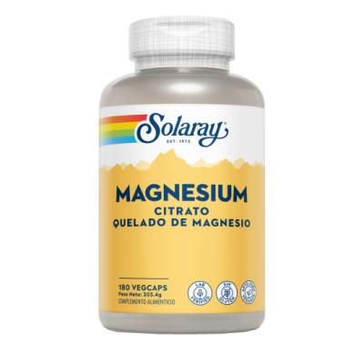 Citrato de Magnesio (Grande) 180 Cápsulas Vegetales de Solaray SOLARAY SM-37402 Articulaciones, Huesos, Tendones y Musculos, ...