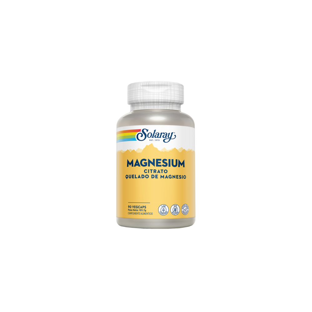 Magnesium Citrate 90 VegCaps. Sin gluten Apto para veganos de Solaray SOLARAY 4630 Articulaciones, Huesos, Tendones y Musculo...