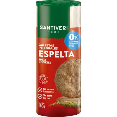 Galletas integrales de espelta 0% azúcar sin lactosa 180g de Santiveri Santiveri  55071701 Ayudas aparato Digestivo salud.bio