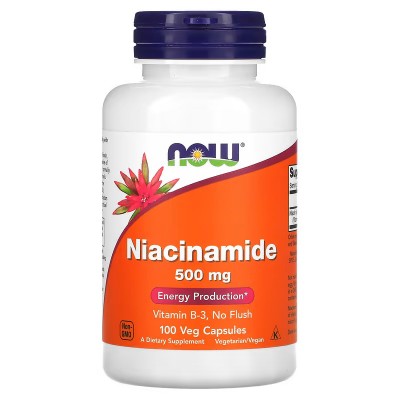 Niacinamida (vitamina B3) Niacin, 500mg, 100 cápsulas vegetales de NOW Foods now suplementos NOW-00478 Vitamina B salud.bio