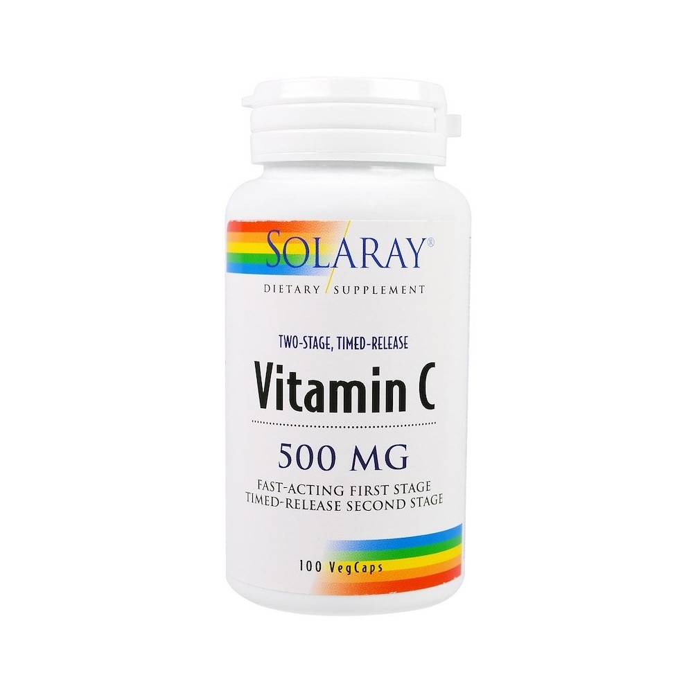 Vitamina C, 500 mg, (Rose Hips, Acerola Cherry) 100 cápsulas vegetarianas de Solaray SOLARAY SOR-04400 Vitamina C salud.bio
