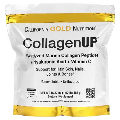 CollagenUP, Colágeno marino hidrolizado con ácido hialurónico y vitamina C, Sin sabor, 464 g de California Gold Nutrition Cal...