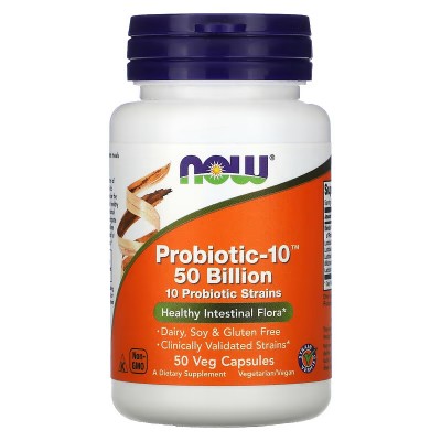 Probiotic-10, 50.000 millones, 50 cápsulas vegetales de NOW Foods now suplementos NOW-02928 Ayudas aparato Digestivo salud.bio
