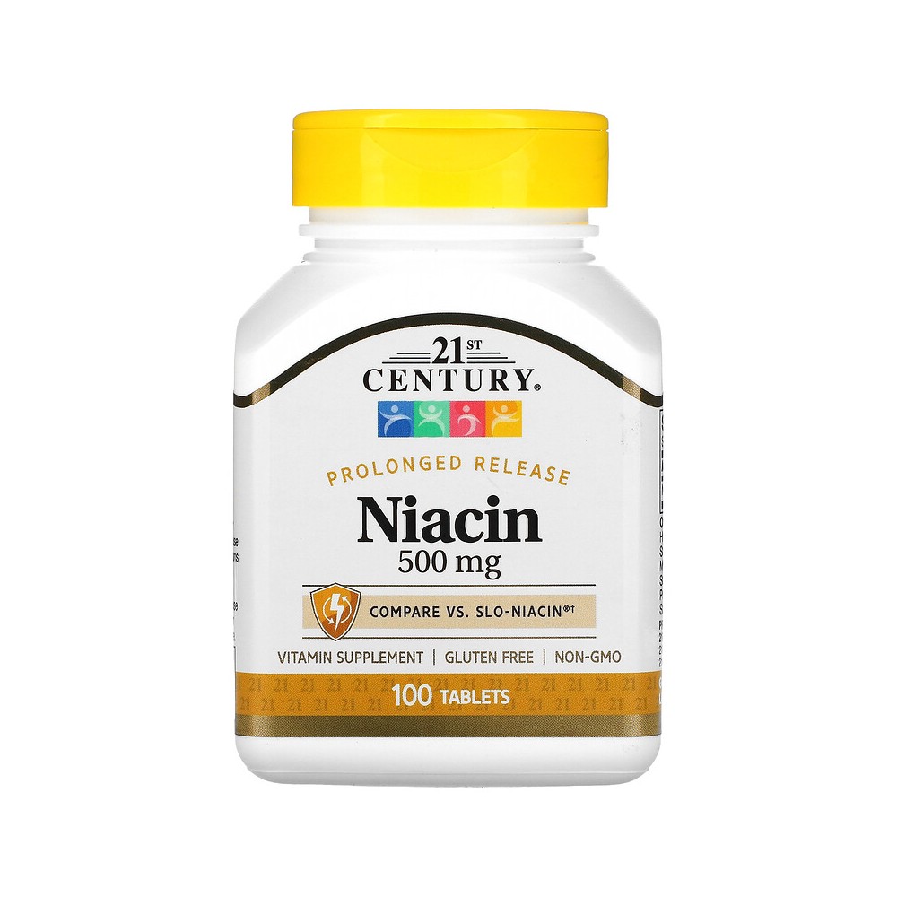 Niacina (B3) Liberación prolongada 500 mg, 100 comprimidos de 21st Century 21ST Century HealthCare CEN-27474 Vitamina B salud...