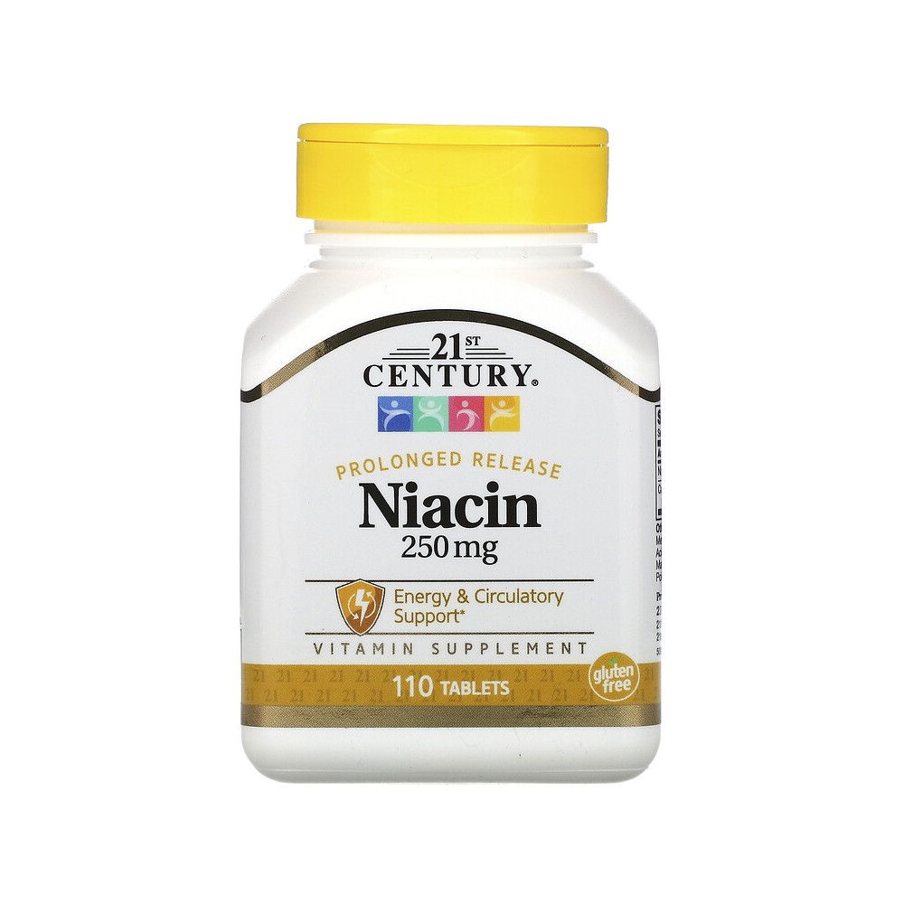 Niacina (B3) Liberación prolongada 250 mg, 110 comprimidos de 21st Century 21ST Century HealthCare CEN-22849 Vitamina B salud...