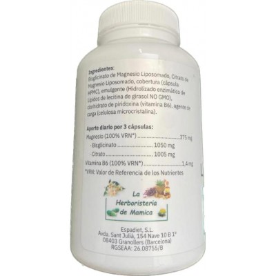 Magnesio Liposomal (Citrato y Bisglicinato) +B6 90 Cápsulas de Salud.bio salud.bio SAL-0040011 Suplementos Minerales  salud.bio