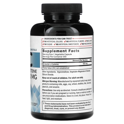 NAC, N-acetil-L-cisteína, 600 mg, 200 cápsulas vegetales de Force Factor Artesania Agricola, S.A. FOA-01857 Higado y sistema ...