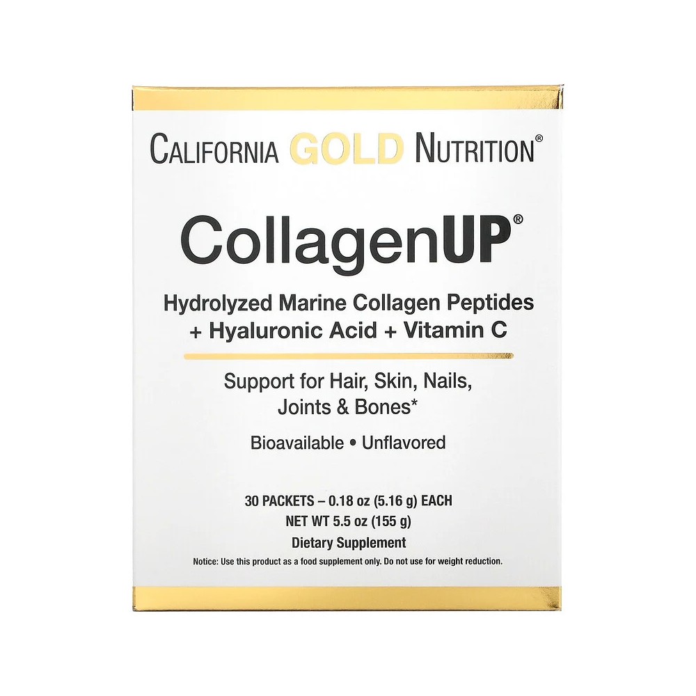 CollagenUP, Péptidos de colágeno marino hidrolizado con Hialurónico y vitamina C, 30 sobres, 5,16 g de California Gold Nutrit...