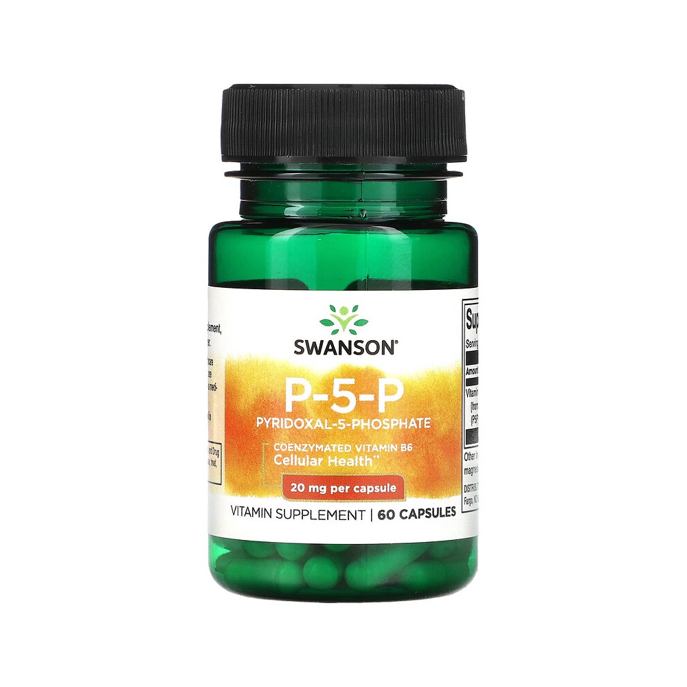 P-5-P (Piridoxal-5-Fosfato) 20 mg 60 Cápsulas de Swanson Swanson SWV-11709 Estados emocionales, ansiedad, estrés, depresión, ...