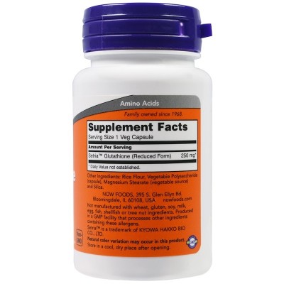 Glutatión 250 mg 60 cápsulas vegetales de Now Foods now suplementos NOW-00096 Antioxidantes salud.bio