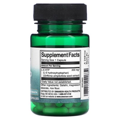5-HTP, 200 mg, 60 cápsulas de Swanson Natrol SWV-02963 Estados emocionales, ansiedad, estrés, depresión, relax salud.bio