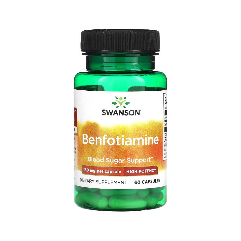 B-1 Benfotiamina Alta Potencia 160 mg, 60 Cápsulas de Swanson Swanson SWV-02976 Ayuda Glucemia y Diabetes salud.bio