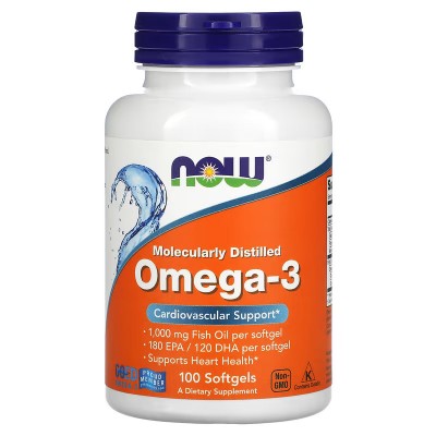 Omega-3, 180 EPA/120 DHA, en cápsulas blandas de NOW Foods now suplementos  Ayudas niveles Colesterol y Trigliceridos salud.bio