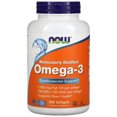 Omega-3, 180 EPA/120 DHA, en cápsulas blandas de NOW Foods now suplementos  Ayudas niveles Colesterol y Trigliceridos salud.bio