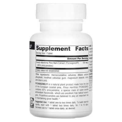 Pycnogenol 100 mg, 60 Comprimidos de Source Naturals Source Naturals® SNS-00333 Antioxidantes salud.bio