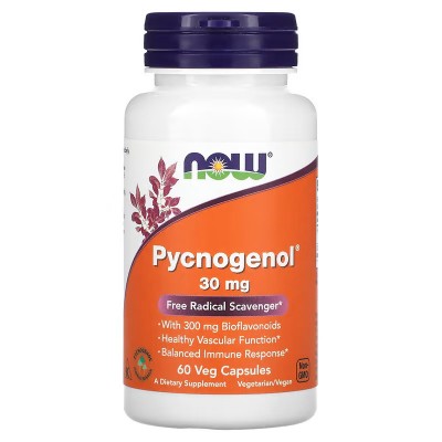 Pycnogenol, 30 mg, 60 cápsulas vegetales de NOW Foods now suplementos NOW-03264 Antioxidantes salud.bio
