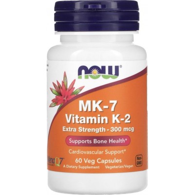 MK-7 Vitamina K-2 , 300 mcg, 60 cápsulas vegetales de NOW Foods now suplementos NOW-00994 Vitamina A y D salud.bio