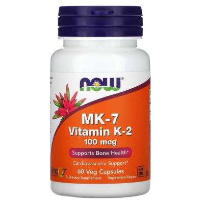 MK-7 Vitamina K-2 , 100 mcg, cápsulas vegetales de NOW Foods now suplementos  Vitamina A y D salud.bio