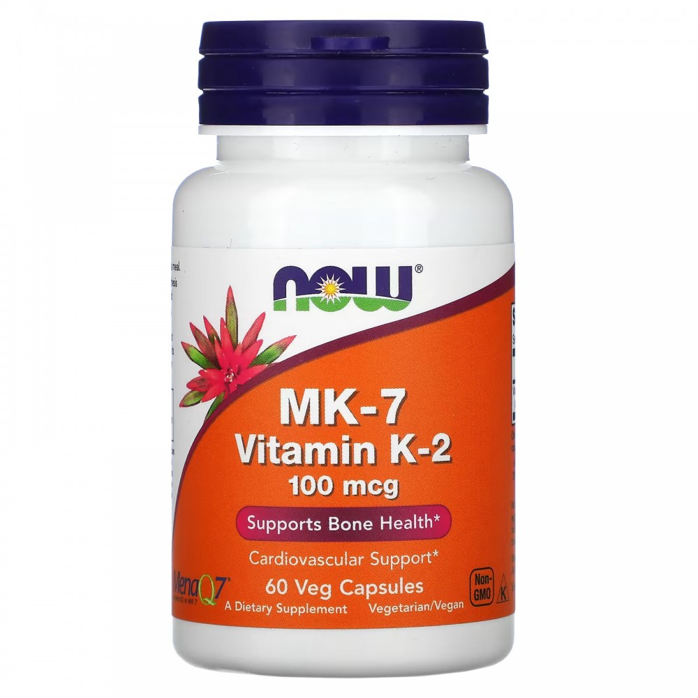 MK-7 Vitamina K-2 , 100 mcg, cápsulas vegetales de NOW Foods now suplementos  Vitamina A y D salud.bio