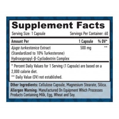 Turkesterone (ajuga turkestanica) 500 mg 60 Caps de Haya labs Haya Labs LLC HAY-41607 Salud Sexual y Fertilidad salud.bio