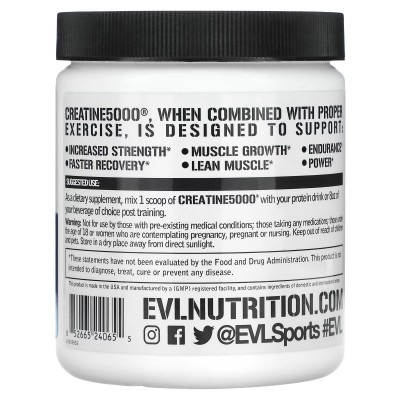 CREATINA 5000, Sin sabor, 300 g (10,58 oz) de EVLution Nutrition EVLution Nutrition EVL-24065 Suplementos Deportivos (Complem...