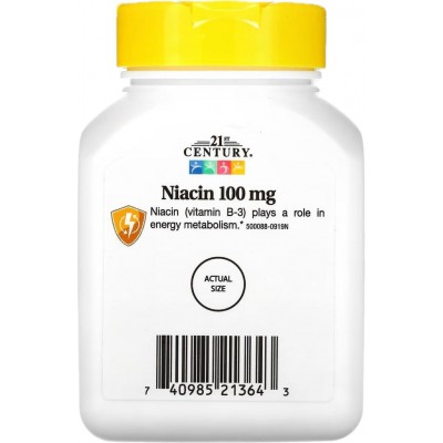 Niacina (B3) 100 mg, 110 comprimidos de 21st Century 21ST Century HealthCare CEN-21364 Vitamina B salud.bio
