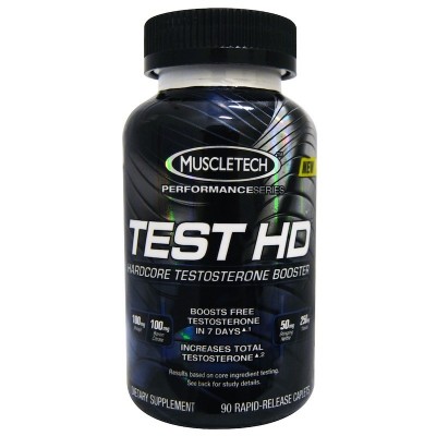 Test HD, Estimulador potente de testosterona, 90 cápsulas de liberación rápida de Muscletech Muscletech MSC-60409 Gainers: Lo...