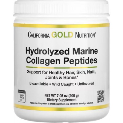 Péptidos de Colágeno marino hidrolizado, Sin sabor, 200g de California Gold Nutrition California Gold Nutrition CGN-01863 Art...