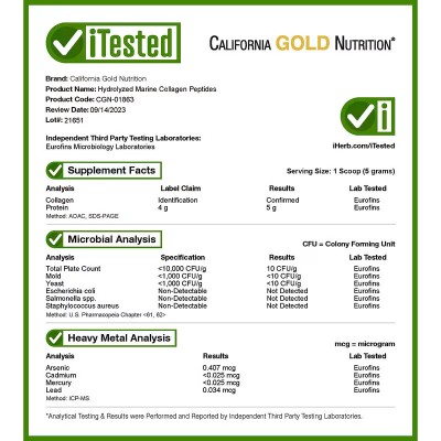 Péptidos de Colágeno marino hidrolizado, Sin sabor, 200g de California Gold Nutrition California Gold Nutrition CGN-01863 Art...