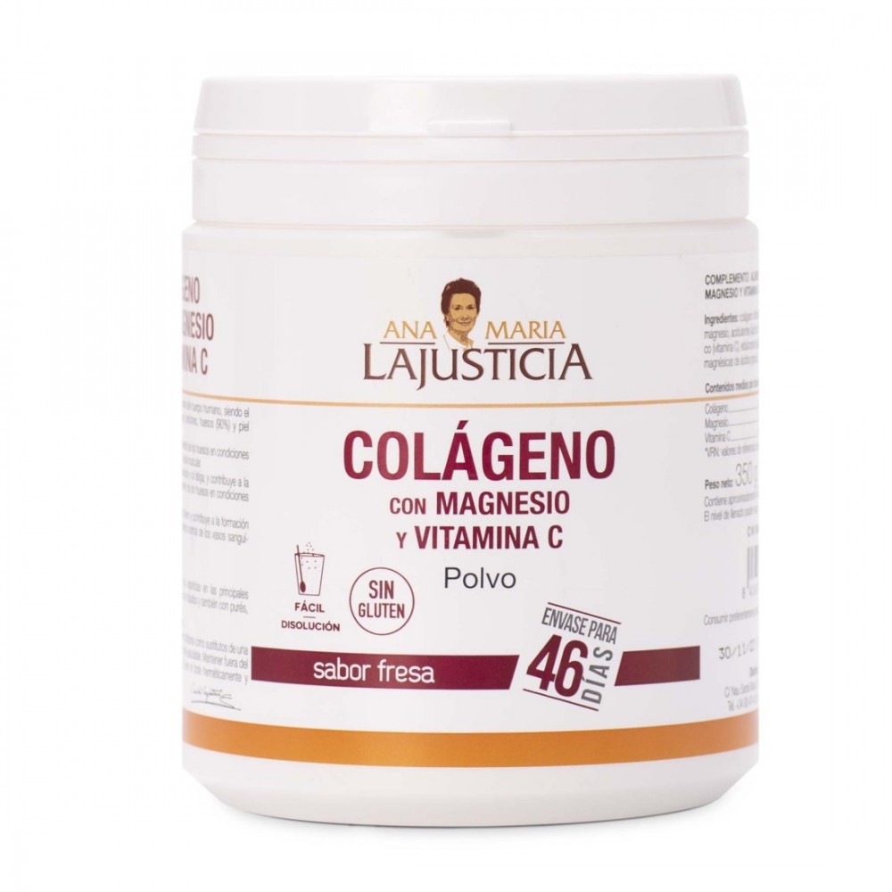 Colágeno Marino con Magnesio y Vitamina C, 350g Polvo, sabor Fresa de Ana Maria Lajusticia Sakai laboratorios 8436000680874 A...