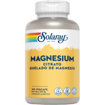 Citrato de Magnesio (Grande) 180 Cápsulas Vegetales de Solaray SOLARAY SM-37402 Articulaciones, Huesos, Tendones y Musculos, ...
