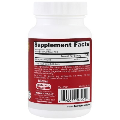 NAC Sustain, N-Acetyl-L-Cysteine, 600 mg, 100 Tabletas de Jarrow Formulas Jarrow Formula JRW-07001 Higado y sistema hepatobil...