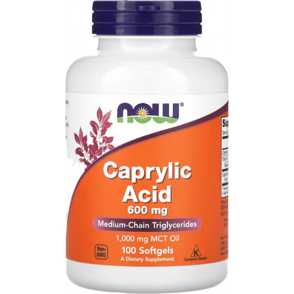 Ácido caprílico, 600 mg, 100 cápsulas blandas de NOW Foods NOW Foods NOW-03347 Bienestar urinario. Ayuda en el bienestar urin...