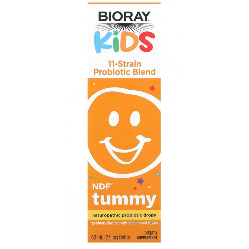Kids, NDF Tummy, Mezcla de 11 cepas probióticas, Sabor a frambuesa, 60 ml de Bioray BIORAY BRY-46595 Ayudas aparato Digestivo...