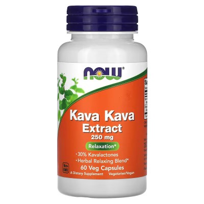 Extracto de Kava Kava, 250 mg, 60 y 120 cápsulas vegetales de Now Foods NOW Foods  Estados emocionales, ansiedad, estrés, dep...