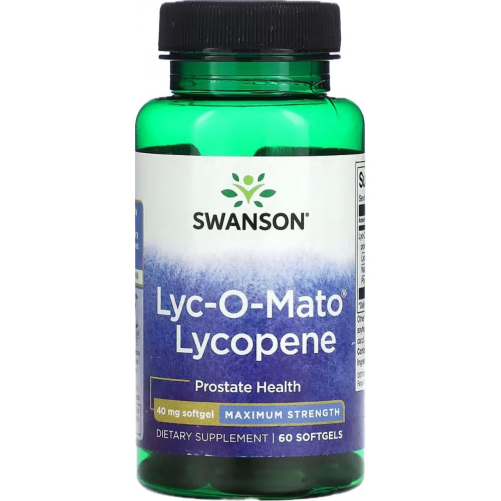 Licopeno Lyc-O-Mato, Concentración máxima, 40 mg, 60 perlas de Swanson Swanson SWV-21023 Bienestar urinario. Ayuda en el bien...
