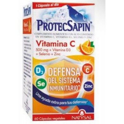 ProtecSapin Vitamina C 500mg + D3 + selenio + Zinc DEFENSA del sistema INMUNITARIO de Natysal Natysal 13745 Vitamina C salud.bio