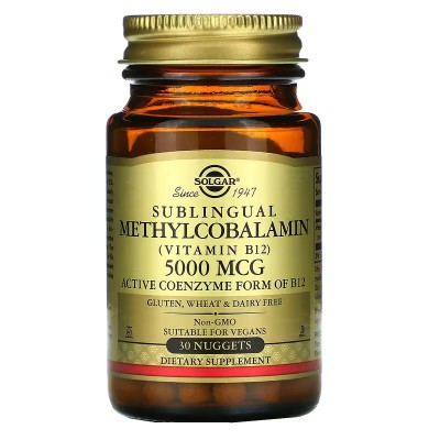 Metilcobalamina 5000mcg 30Comprimidos Masticables B12 de solgar SOLGAR SOL-01958 Vitamina B salud.bio
