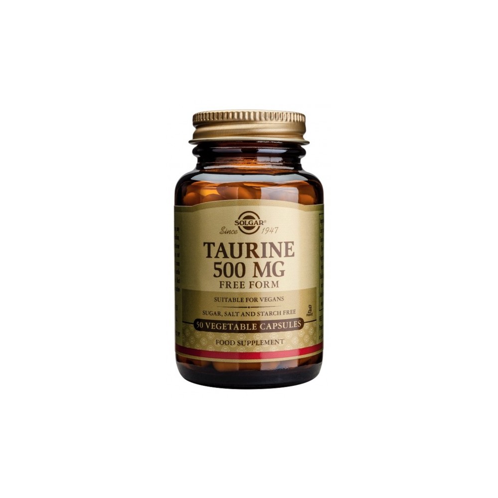 Taurina 500 mg. 50 cápsulas de Solgar SOLGAR 012700 Cansancio, fatiga, astenia primaveral salud.bio