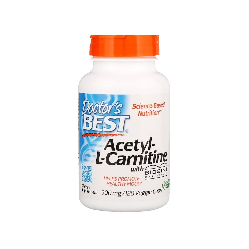 Acetil-L-Carnitina, 500 mg, 120 Cápsulas Vegetales Doctor's Best DOCTOR'S BEST DRB-00152 Estados emocionales, ansiedad, estré...